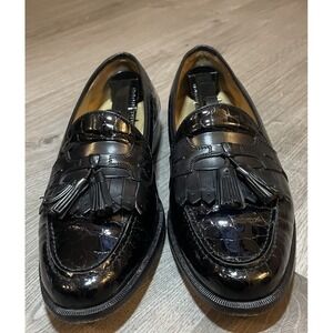 Johnston Murphy Men Loafers 8.5 M Black Leather Gator Cellini Classy Preppy